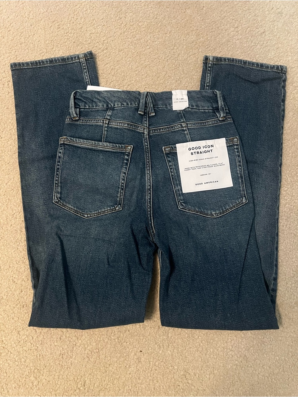 Good American women’s Good Icon Straight Jeans - Indigo Blue